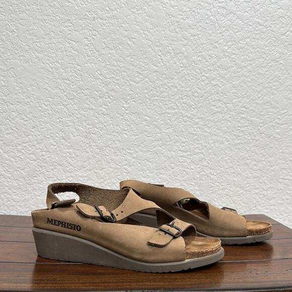 Mephisto Leather Wedge Sandals Size 38 / 8 - Picture 2 of 7
